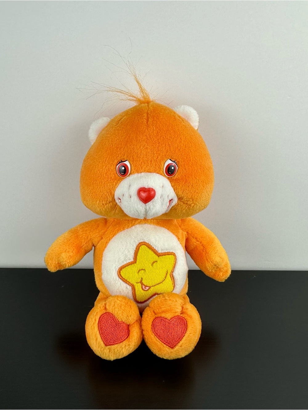 Vintage 2002 Care Bears Laugh-a-Lot Bear Plush Stuffed Animal 9" Orange Star